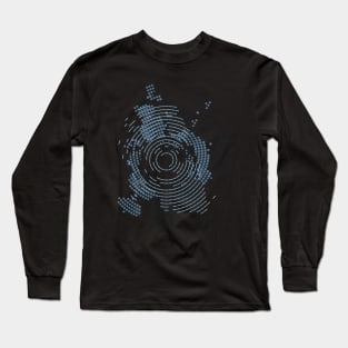 Halftone Retro Circle Symphony in Blue Long Sleeve T-Shirt